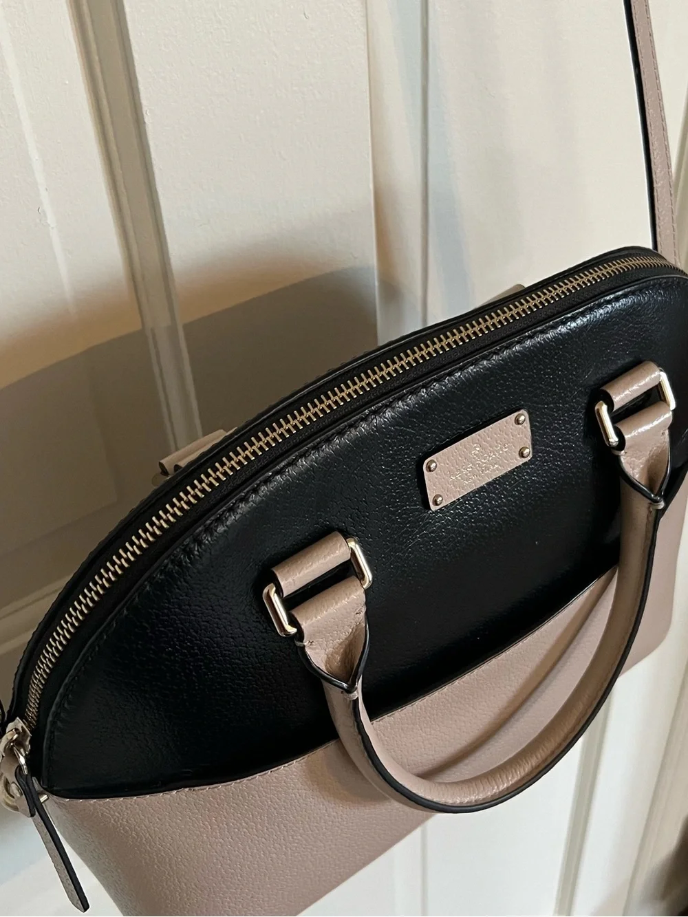 kate spade Two-Tone Black and Taupe Dome Satchel